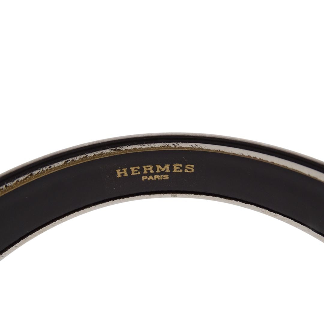 Hermes Printed Enamel Bangle Wide Ivory Small
