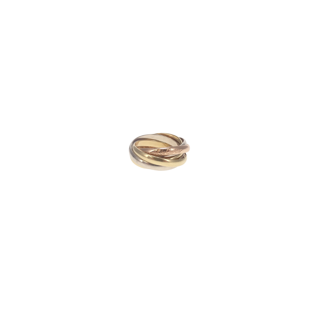 Cartier 18k Gold, Rose Gold and White Gold 5 Band Vintage Trinity Ring (Size 51)