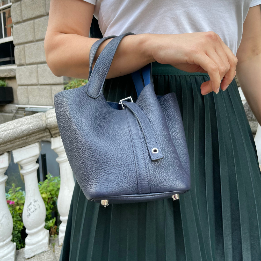 Hermes Picotin 18 Bleu Nuit and Bleu De Prusse Clemence 2021