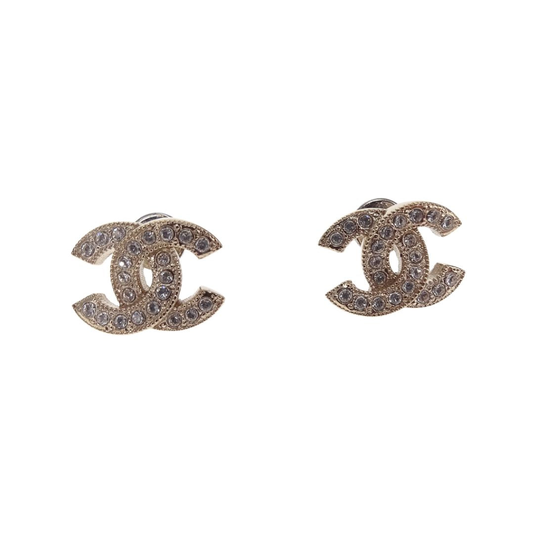 Chanel CC Studs Crystal and Goldtone 2020