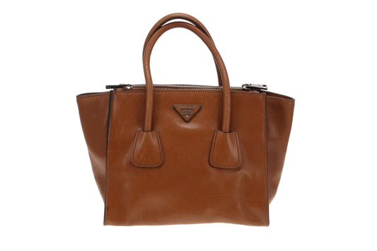 Prada Tan Leather Winged 2 Way Tote Bag