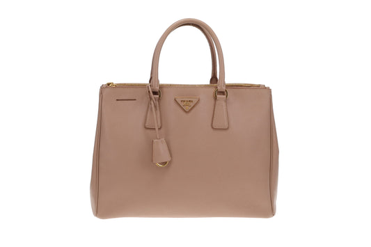 Prada Galleria Double Zip Large Cammeo Saffiano Lux