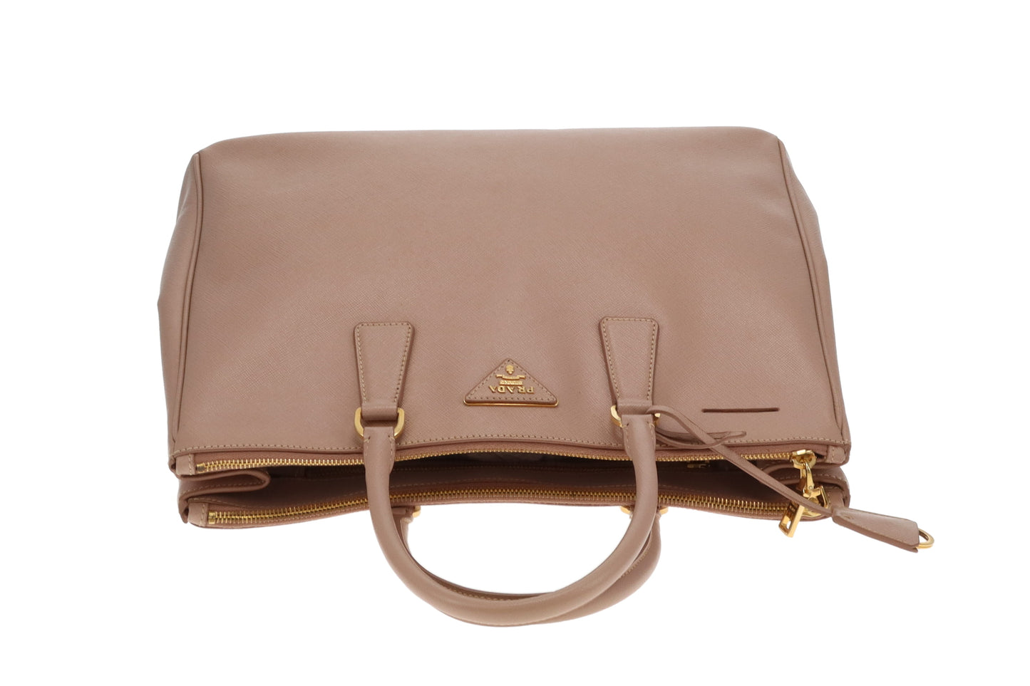 Prada Galleria Double Zip Large Cammeo Saffiano Lux