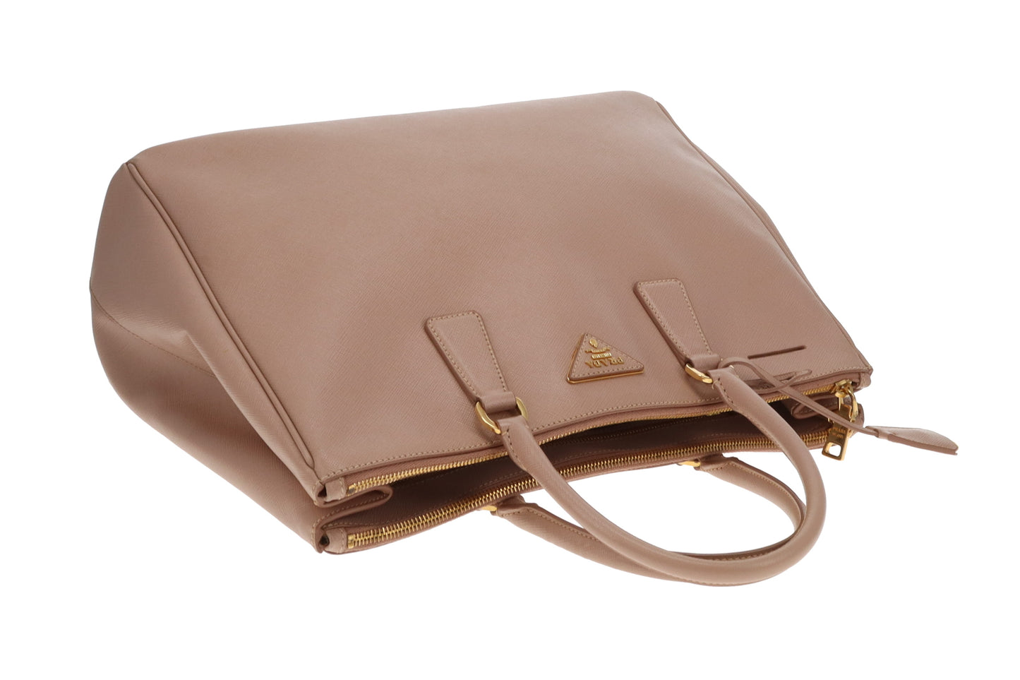 Prada Galleria Double Zip Large Cammeo Saffiano Lux