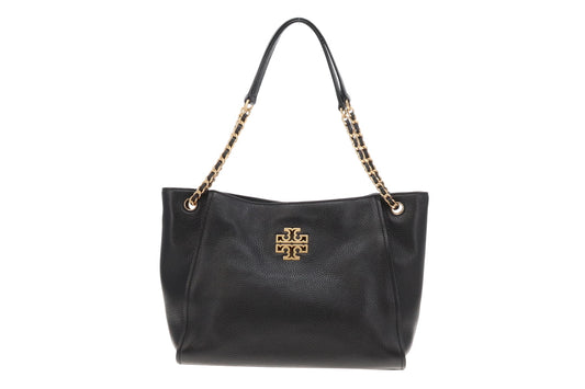 Tory Burch Britten Tote In Black Grained Leather
