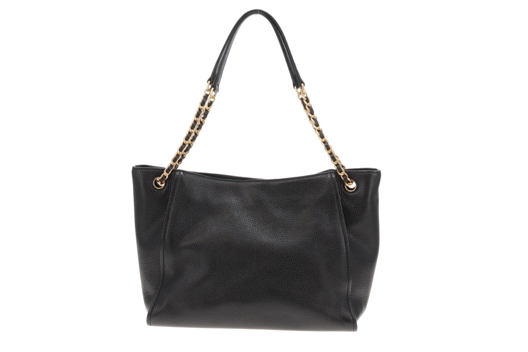 Tory Burch Britten Tote In Black Grained Leather