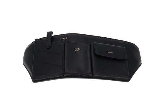 Fendi Pre-owned Black Leather And Mesh 3 Pockets Belt Bag