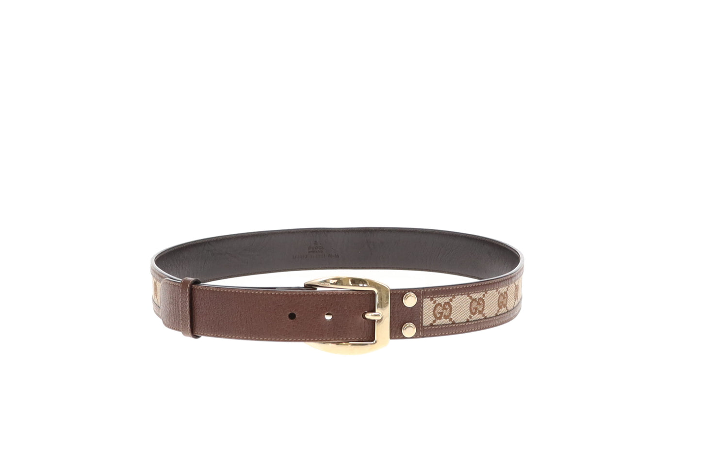 Gucci Belt GG Canvas and Brown Leather 90cm