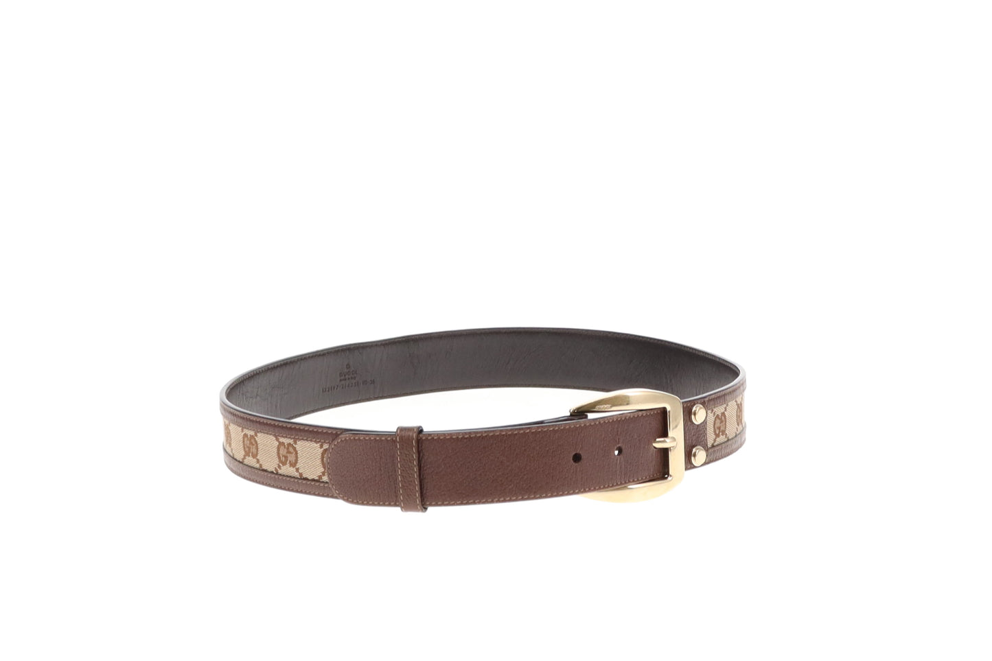 Gucci Belt GG Canvas and Brown Leather 90cm