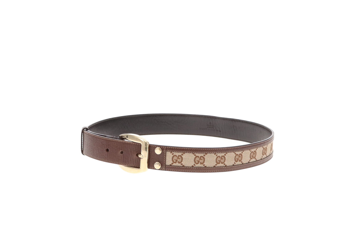 Gucci Belt GG Canvas and Brown Leather 90cm