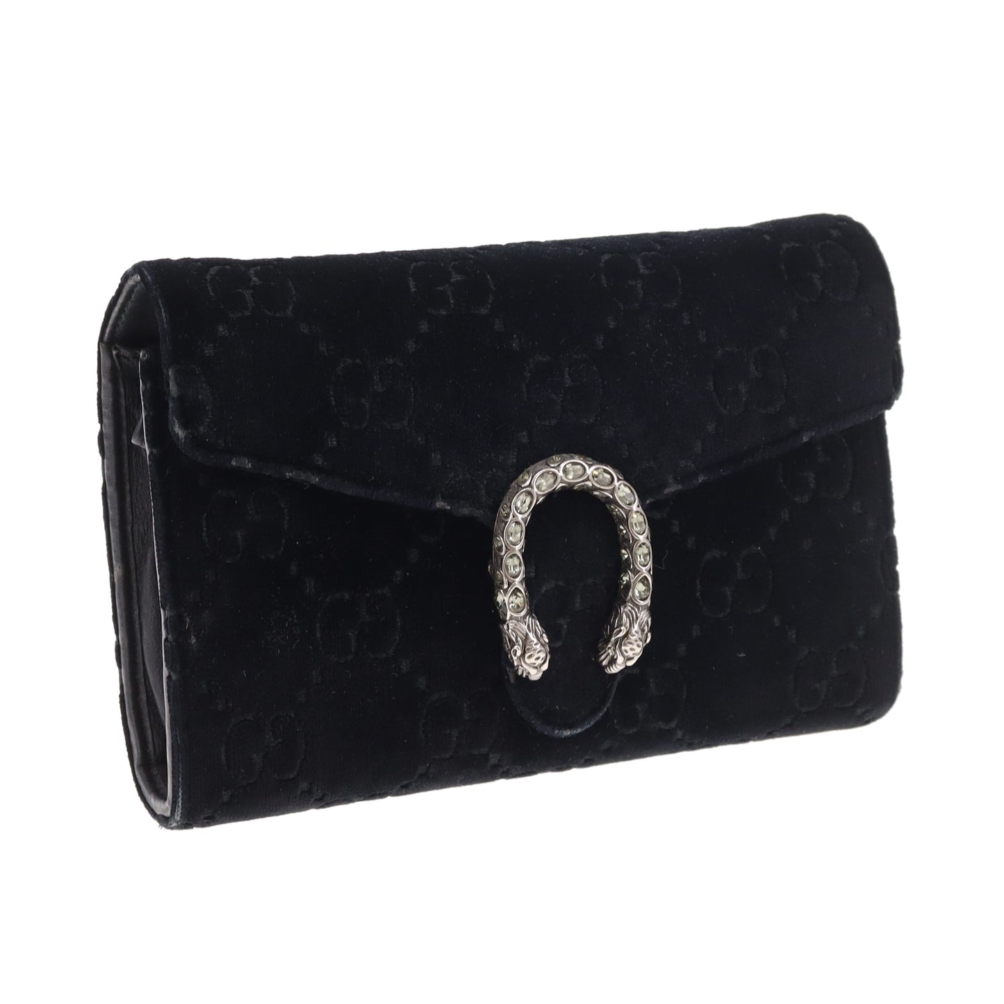 Gucci Dionysus Chain Wallet Black Velvet SHW