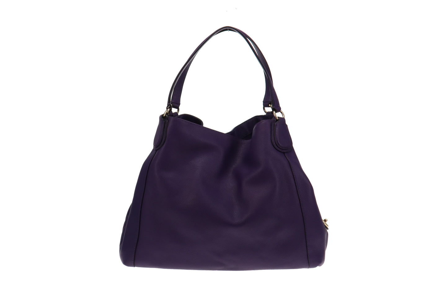 Coach Purple Leather Horse and Carriage Embossed Edie Shoulder Bag