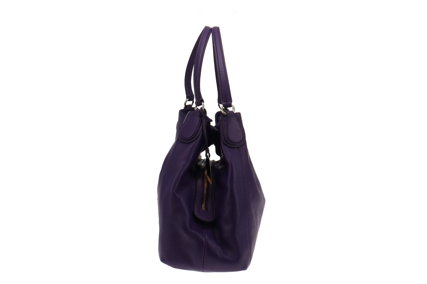 Coach Purple Leather Horse and Carriage Embossed Edie Shoulder Bag