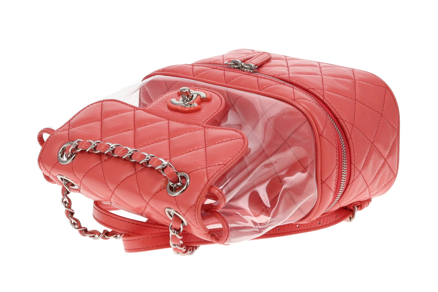 Chanel Coral Pink Leather and PVC Aquarium Backpack 2018
