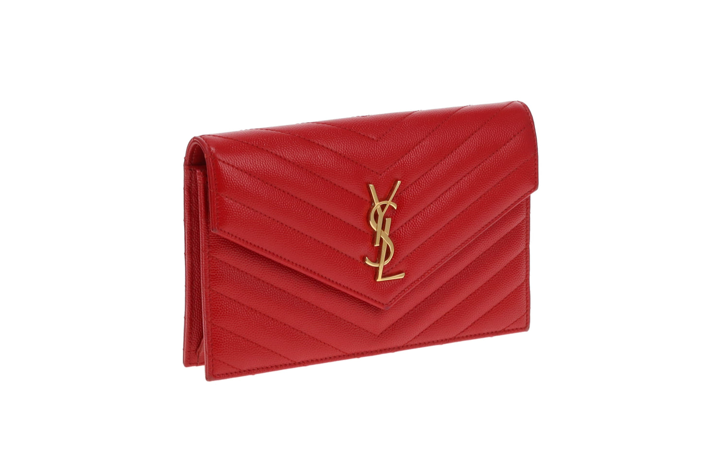 Saint Laurent Cassandre Chain Wallet Red GHW 2018