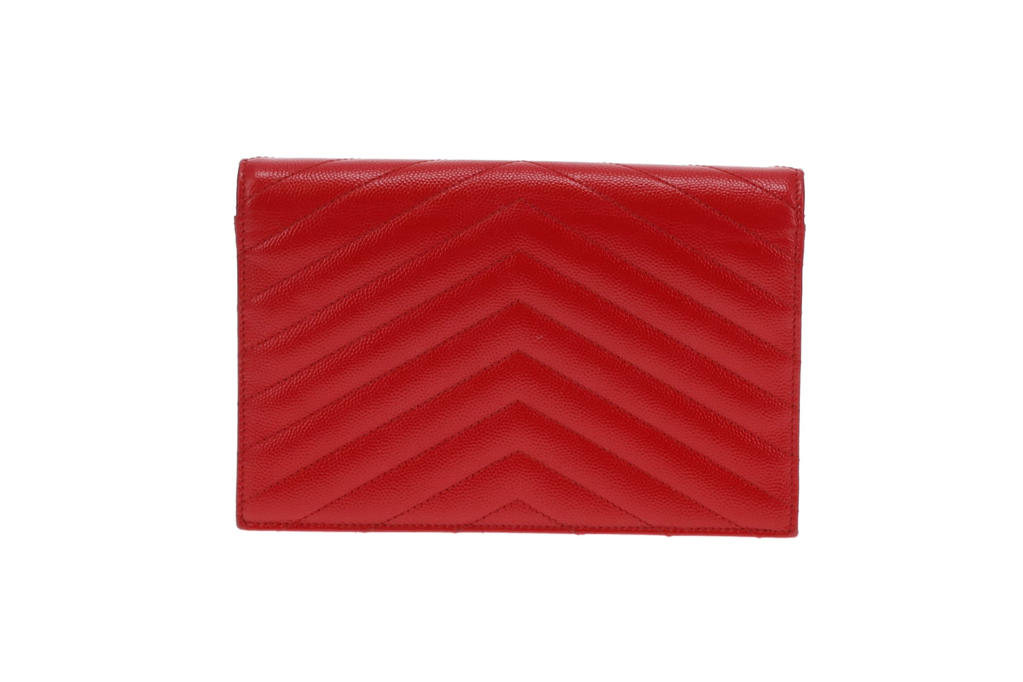 Saint Laurent Cassandre Chain Wallet Red GHW 2018