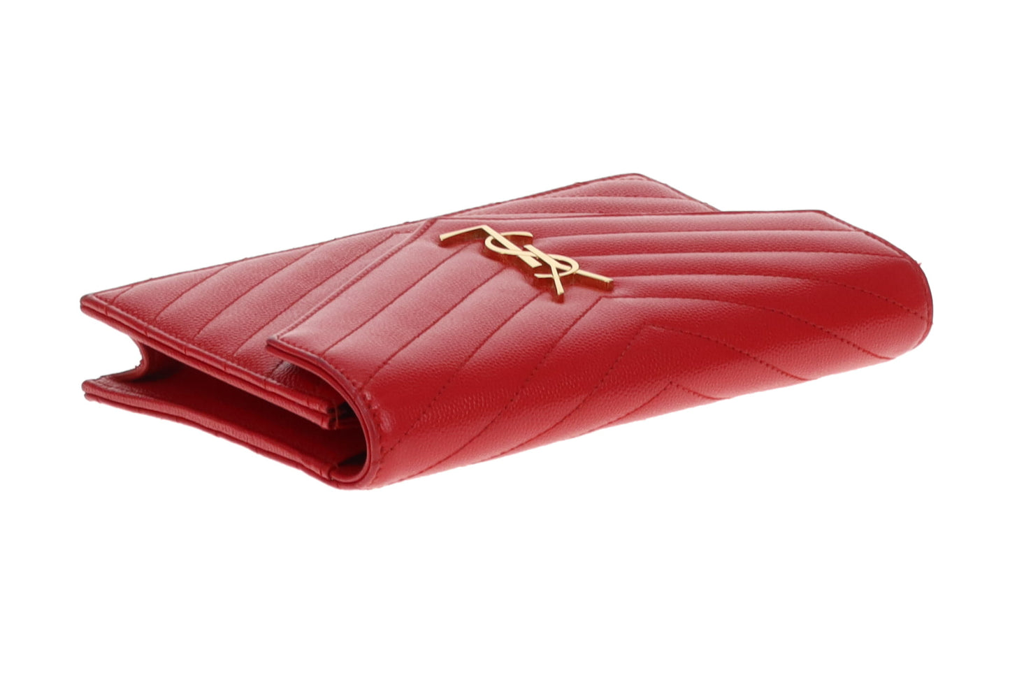 Saint Laurent Cassandre Chain Wallet Red GHW 2018