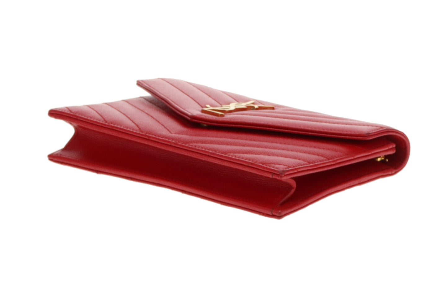 Saint Laurent Cassandre Chain Wallet Red GHW 2018