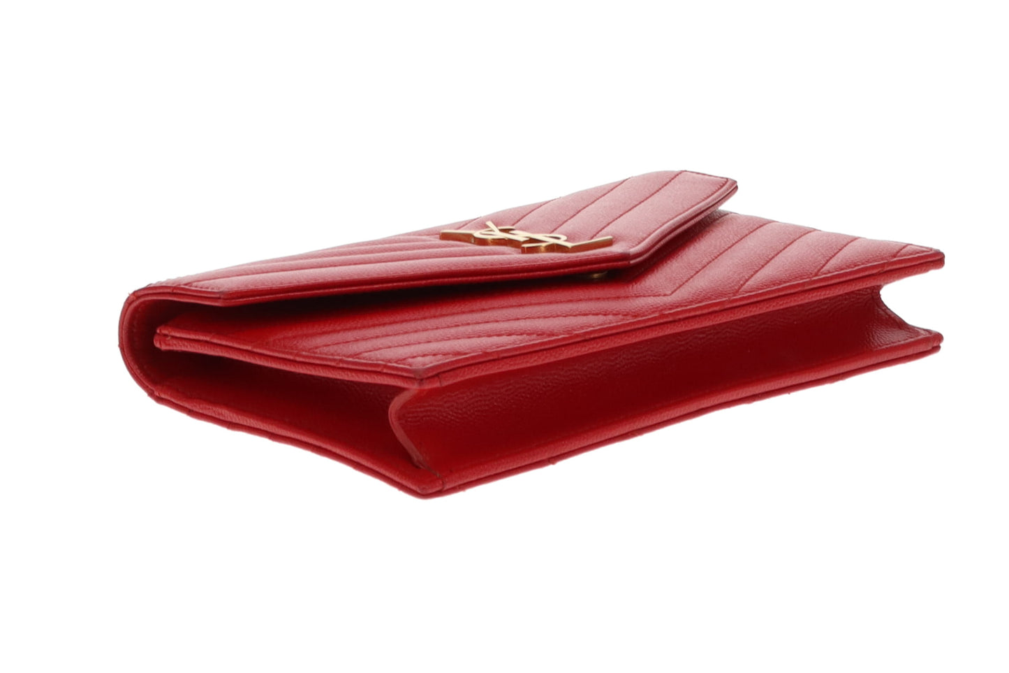 Saint Laurent Cassandre Chain Wallet Red GHW 2018