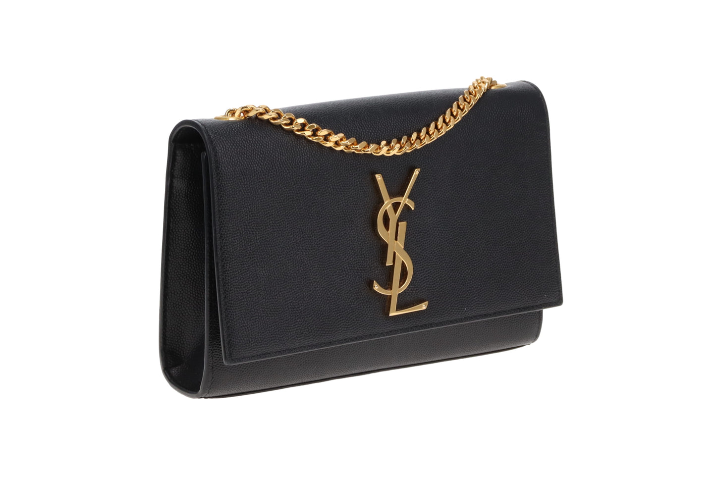 Saint Laurent Kate Small Black Grain De Poudre GHW 2022