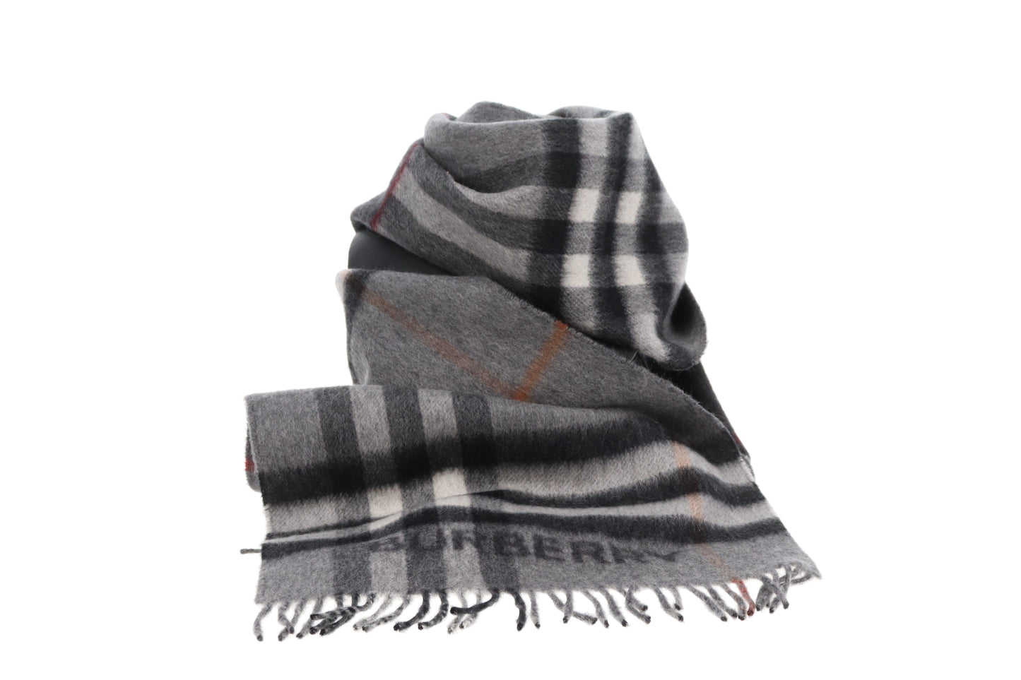 Burberry Check Logo Scarf Grey Check 100% Cashmere