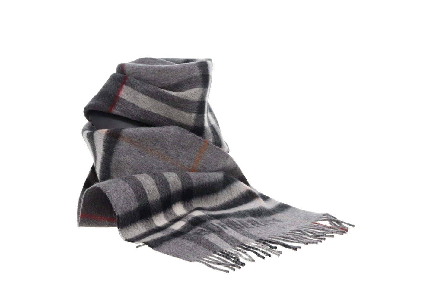 Burberry Check Logo Scarf Grey Check 100% Cashmere