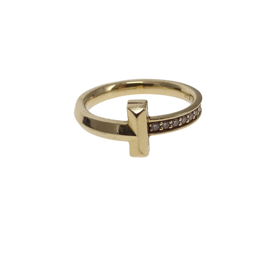 Tiffany & Co T1 Ring Yellow Gold with Diamonds - size 50