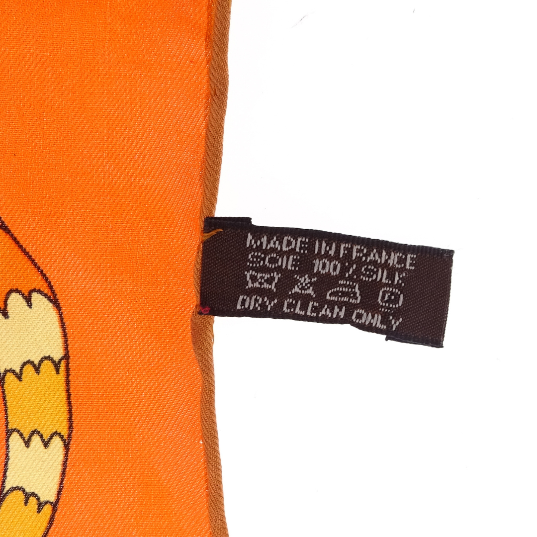 Hermes Point D'Orgue Scarf 90 Orange 100% Silk