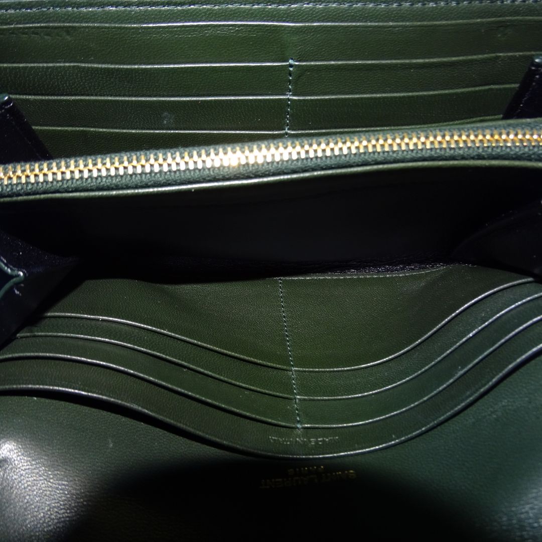 Saint Laurent Gaby Envelope Wallet Green Lambskin 2022