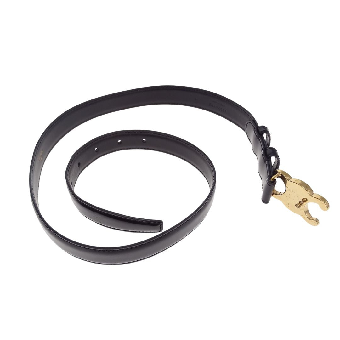 Celine Triomphe Belt Medium 25mm Black 80cm