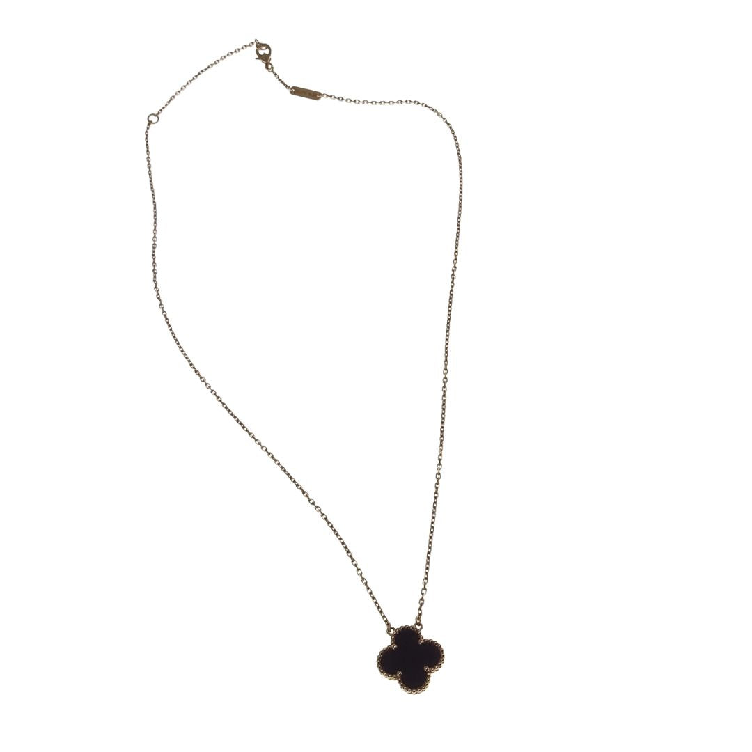 Van Cleef & Arpels Vintage Alhambra Pendant 18K Yellow Gold and Onyx