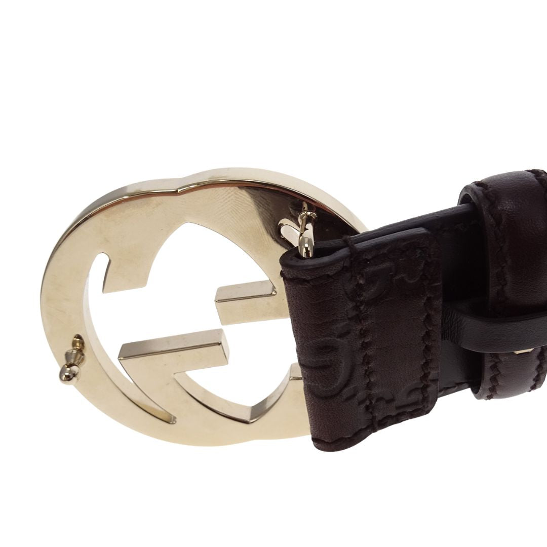 Gucci Guccisima Brown Belt With Gold GG Buckle 90cm