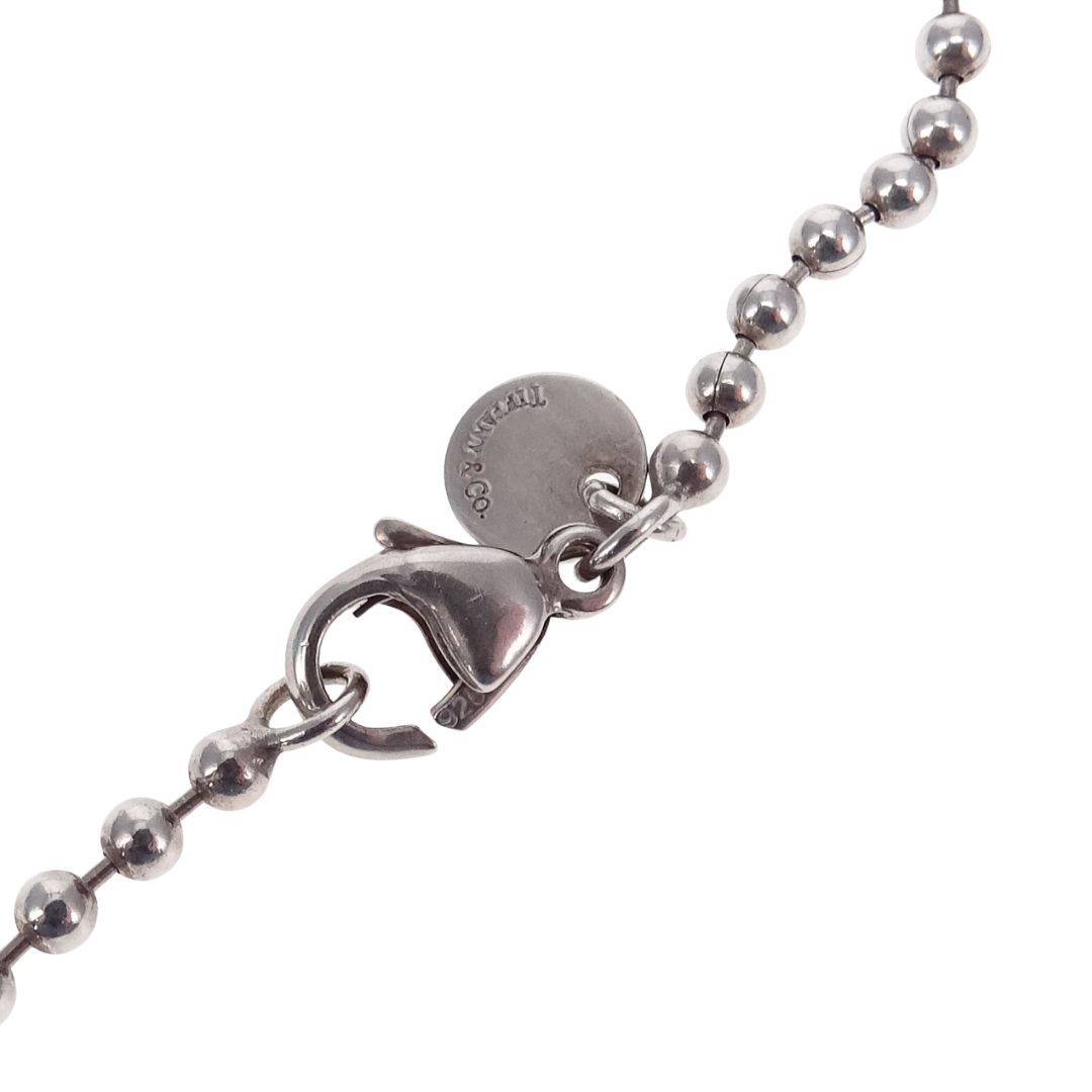 Tiffany & Co RTT Large Heart Tag on Beaded Chain Sterling Silver