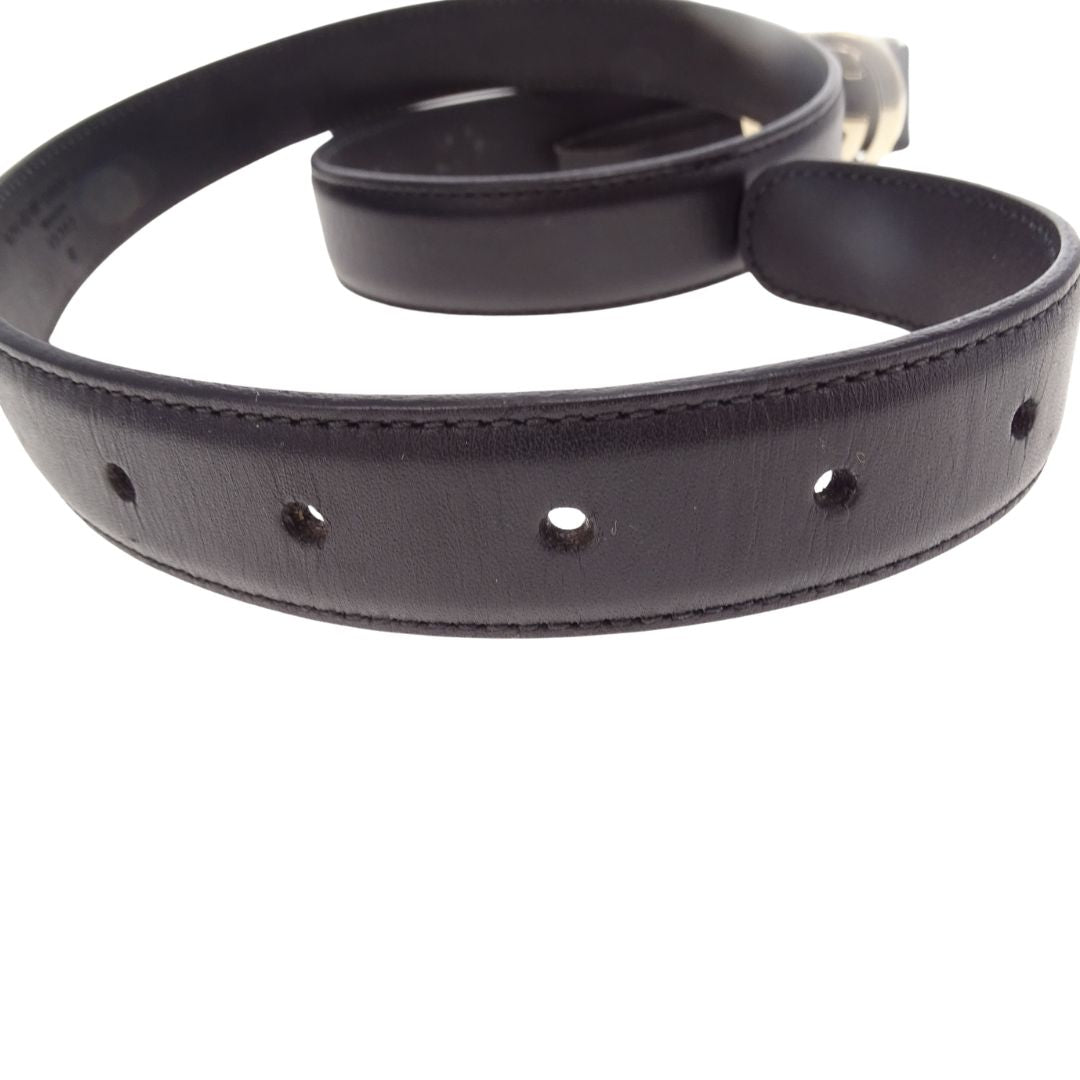 Gucci Interlocking G Thin Black Belt 80/32 Gold Buckle