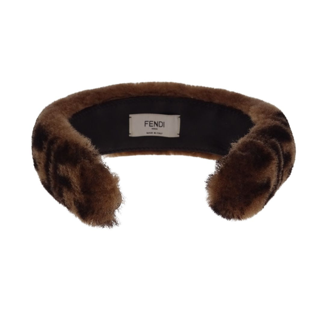 Fendi Zucca Headband Brown Shearling Monogram