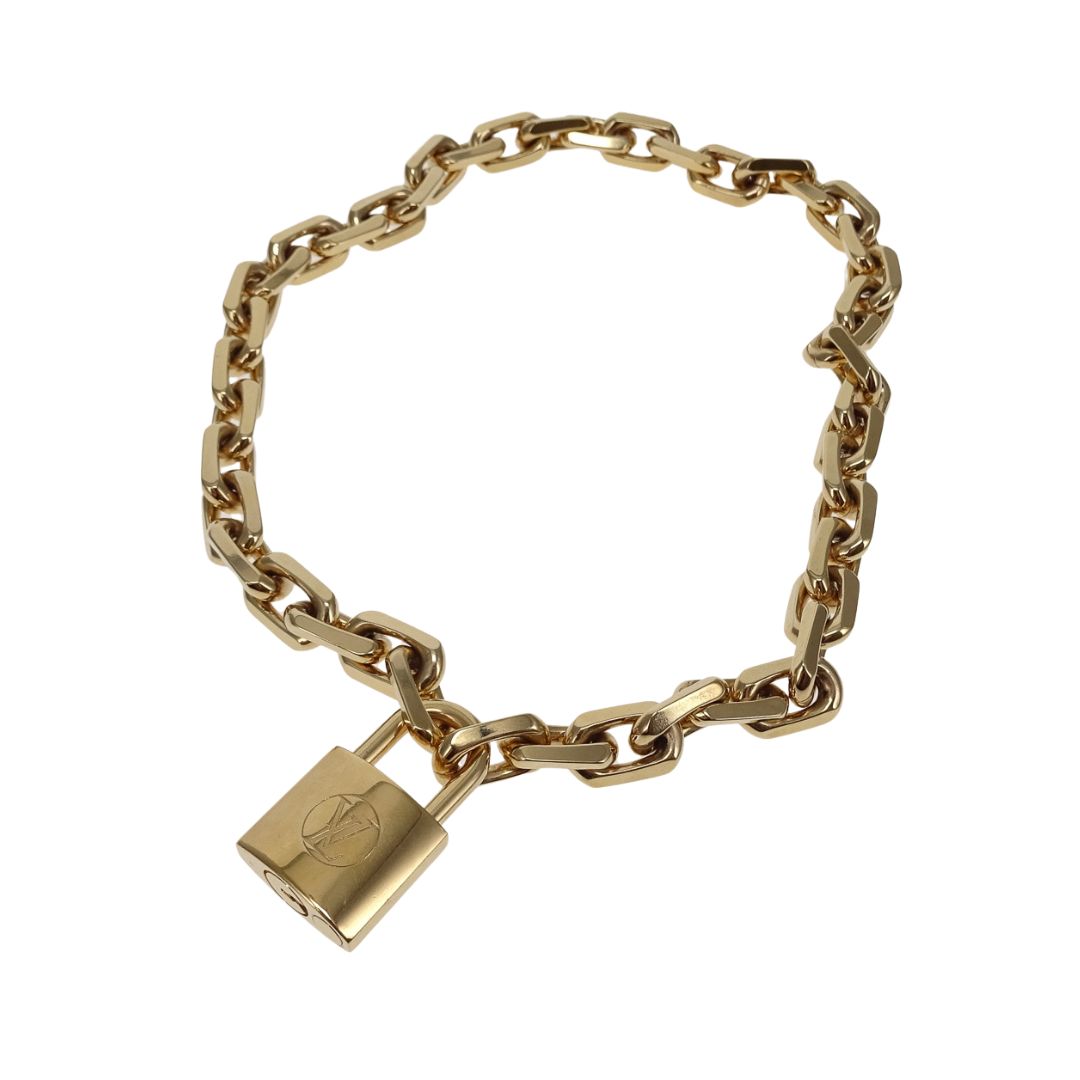 Louis Vuitton LV Edge Cadena Necklace Gold Gone Metal