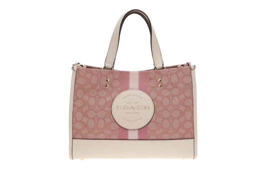 Coach Dempsey Tote Pink Signature Canvas