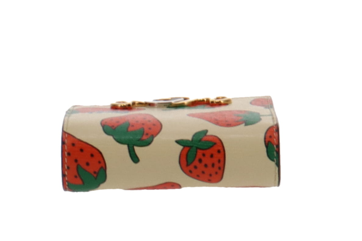 Gucci Leather Strawberry Zumi Card Case on Handheld Chain