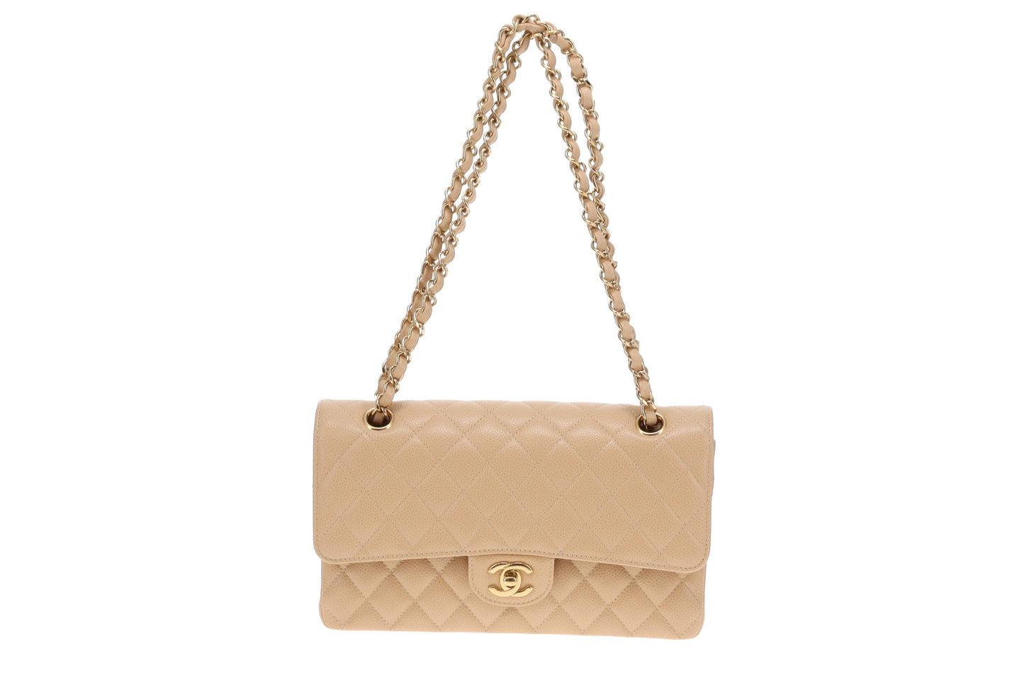Chanel Classic Double Flap Beige Caviar With Gold Hardware 2023