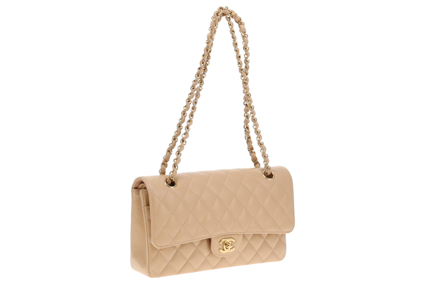 Chanel Classic Double Flap Beige Caviar With Gold Hardware 2023