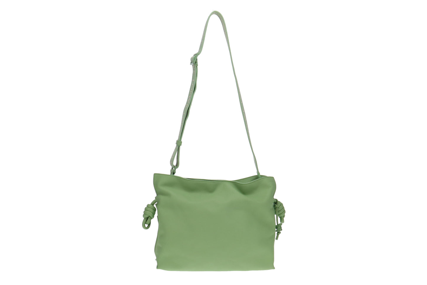 Loewe Lime Green Nappa Calfskin Flamenco Clutch with Logo Strap