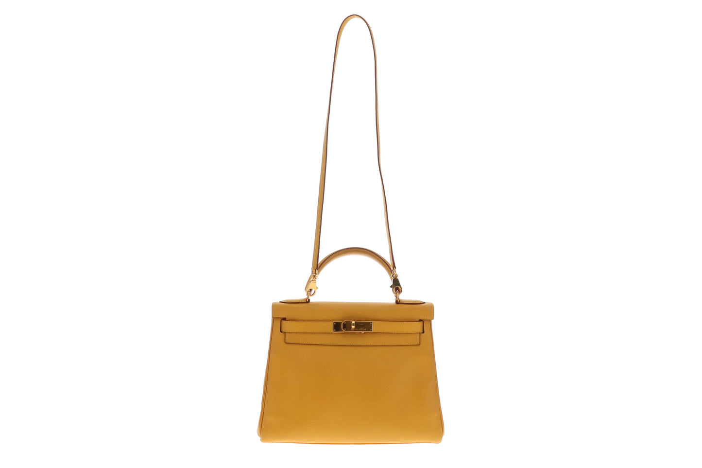Hermes Kelly 28 Retourne Jaune Ambre Courcheval GHW 1997