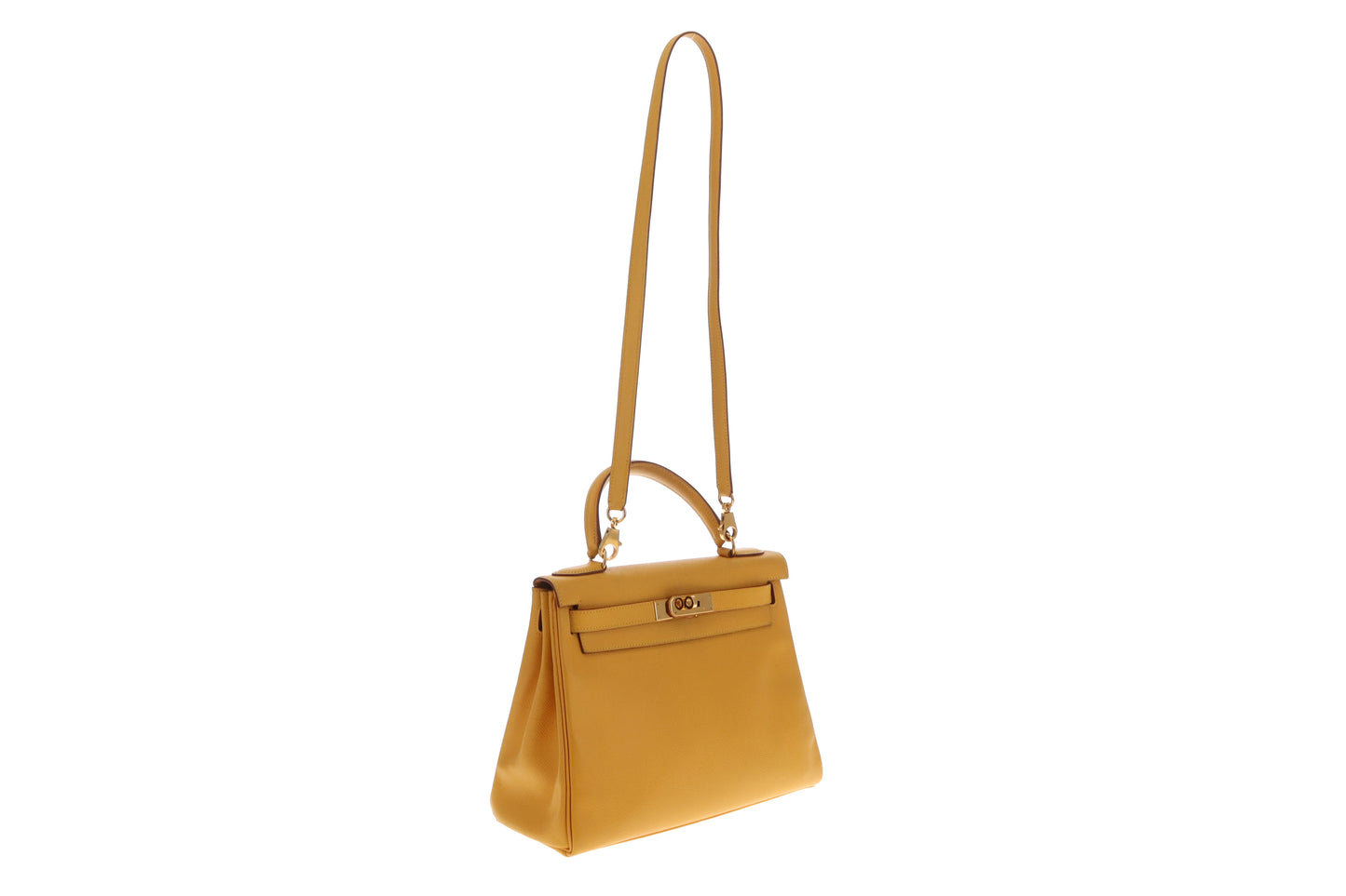 Hermes Kelly 28 Retourne Jaune Ambre Courcheval GHW 1997