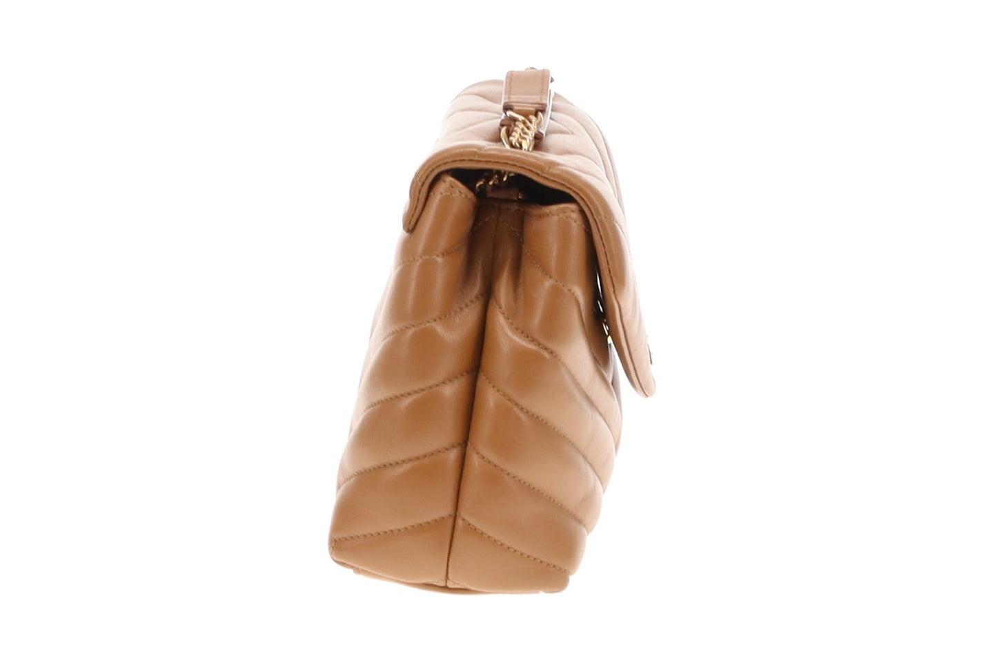 Saint Laurent Caramel Chevron Leather GHW Small Loulou 2022