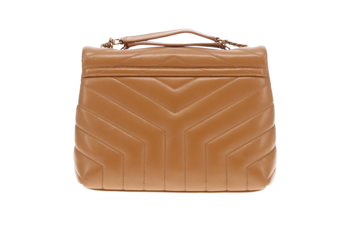 Saint Laurent Caramel Chevron Leather GHW Small Loulou 2022