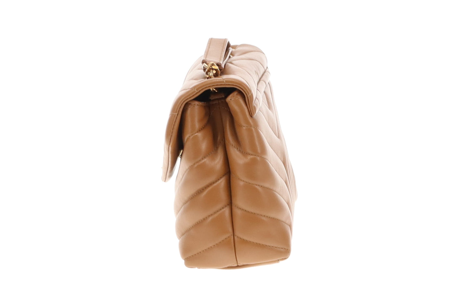 Saint Laurent Caramel Chevron Leather GHW Small Loulou 2022