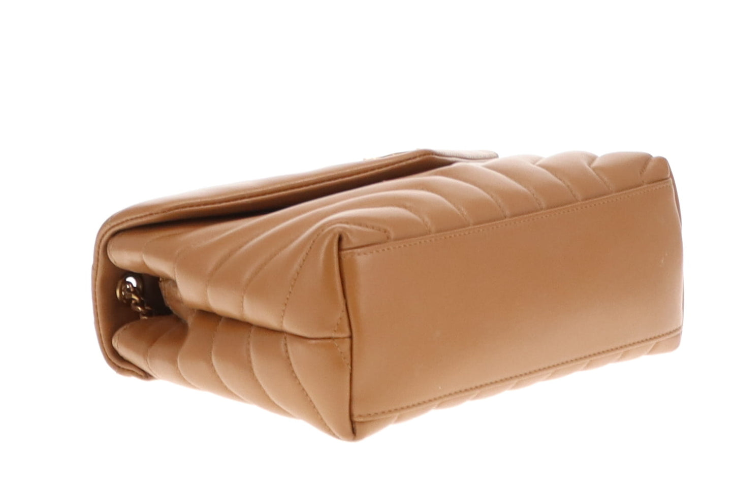 Saint Laurent Caramel Chevron Leather GHW Small Loulou 2022