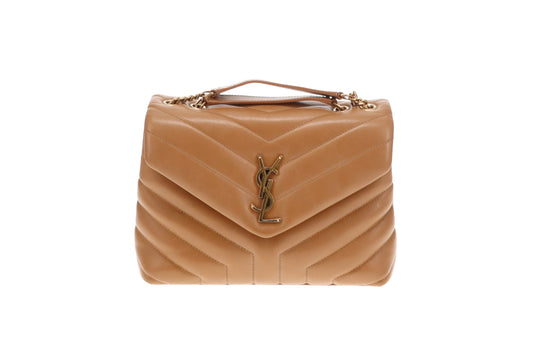 Saint Laurent Caramel Chevron Leather GHW Small Loulou 2022