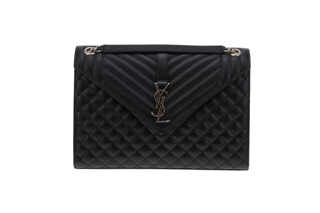 Saint Laurent Envelope Satchel Large Black SHW 2018
