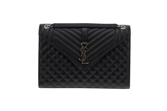 Saint Laurent Envelope Satchel Large Black SHW 2018
